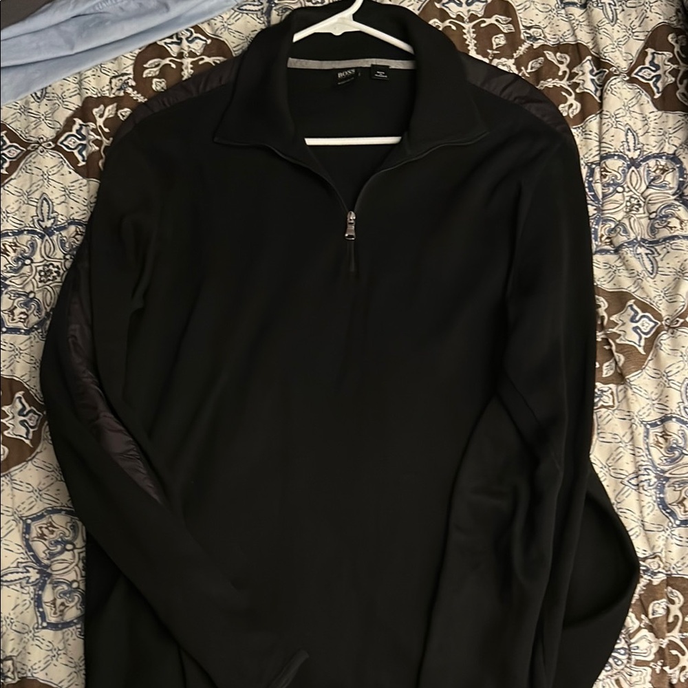 Boss Black Ribbed Collar Pullover